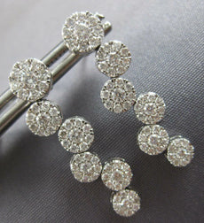 ESTATE 1.20CT DIAMOND 18KT WHITE GOLD MULTI FLOWER JOURNEY FUN HANGING EARRINGS