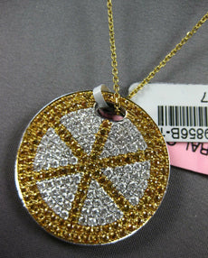 3.57CT DIAMOND & AAA YELLOW SAPPHIRE 18KT WHITE GOLD CIRCULAR PIZZA PIE PENDANT