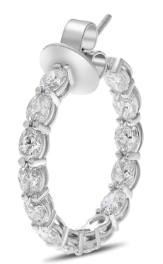 ESTATE 5.60CT DIAMOND 18KT WHITE GOLD CLASSIC OVAL INSIDE OUT HANGING EARRINGS