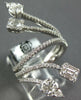 ESTATE EXTRA LARGE 1.03CT DIAMOND 18KT WHITE GOLD CLUSTER CRISS CROSS LEAF RING