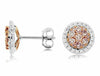 ESTATE .75CT WHITE & PINK DIAMOND 14K WHITE & ROSE GOLD 3D CLUSTER STUD EARRINGS