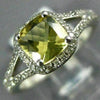 ESTATE 1.0CT DIAMOND & AAA YELLOW TOPAZ 14KT WHITE GOLD CUSHION ENGAGEMENT RING