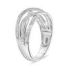 ESTATE .17CT DIAMOND 14KT WHITE GOLD 3D MULTI ROW CRISS CROSS INFINITY LOVE RING