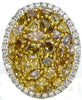 LARGE 4.39CT MULTI COLOR DIAMOND 18K WHITE GOLD 3D MULTI SHAPE CLUSTER OVAL RING