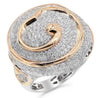 EXTRA LARGE 4.40CT DIAMOND 18KT WHITE & ROSE GOLD MULTI ROW HEART SWIRL FUN RING