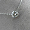 ESTATE .79CT DIAMOND 14KT WHITE GOLD 3D BEZEL SOLITAIRE PENDANT NECKLACE #25605