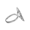LARGE 1.74CT DIAMOND 18KT WHITE GOLD 3D ROUND & BAGUETTE DOUBLE FLOWER LOVE RING