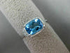 ESTATE 1.31CT DIAMOND & AAA BLUE TOPAZ 14K WHITE GOLD 3 STONE FILIGREE LOVE RING