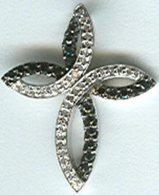 .33CT WHITE & BLACK DIAMOND 14KT WHITE GOLD 3D DOUBLE INFINITY FLOATING PENDANT