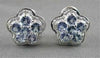 ANTIQUE 14KT WHITE GOLD 2.74CT DIAMOND & TANZONITE FLOWER STUD EARRINGS