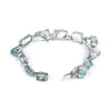 EXTRA LARGE 64.11CT DIAMOND & AAA AQUAMARINE 18K WHITE GOLD MULTI SHAPE BRACELET