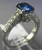 ESTATE 1.88CT DIAMOND & CUSHION SAPPHIRE 18K WHITE GOLD FILIGREE ENGAGEMENT RING