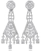 LARGE 7CT DIAMOND 14KT WHITE GOLD 3D OPEN FILIGREE PENTAGON CHANDELIER EARRINGS