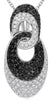 .98CT WHITE & BLACK DIAMOND 14KT WHITE GOLD OVAL LOVE KNOT FUN FLOATING PENDANT