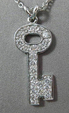 ESTATE LARGE .60CT DIAMOND 14K WHITE GOLD 3D PAVE KEY TO MY HEART PENDANT #17125