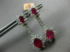 ESTATE 3.62CT DIAMOND & AAA RUBY 14KT WHITE GOLD 3D OVAL FLOWER HANGING EARRINGS