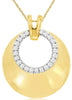 ESTATE .16CT DIAMOND 14K YELLOW GOLD ROUND MATTE & SHINY MOON CRESCENT PENDANT