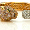23.32CT WHITE & PINK DIAMOND & AAA EMERALD 18K WHITE & ROSE GOLD BANGLE BRACELET