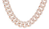 ESTATE WIDE 14.21CT DIAMOND 14KT ROSE GOLD 3D PAVE CUBAN LOVE TENNIS NECKLACE