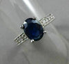 ESTATE 1.97CT DIAMOND & AAA SAPPHIRE 14KT WHITE GOLD OVAL ENGAGEMENT RING #16437