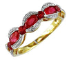 ESTATE 1.6CT DIAMOND & AAA RUBY 14K WHITE & YELLOW GOLD 3D OVAL & ROUND FUN RING