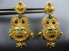 LARGE .22CT DIAMOND & ENAMEL 22KT YELLOW GOLD CHANDELIER HANGING EARRINGS #26949