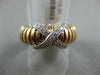 ESTATE WIDE .31CT DIAMOND 18KT WHITE & ROSE GOLD 3D FLEXIBLE SHINY X LOVE RING