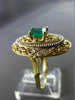 ANTIQUE LARGE .70CT AAA EMERALD 14K TWO TONE GOLD FILIGREE SOLITAIRE RING #20251