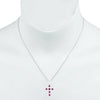 ESTATE .41CT DIAMOND & AAA RUBY 14KT WHITE GOLD CLASSIC CROSS FLOATING PENDANT