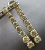 ESTATE LARGE 1.5CT DIAMOND 14KT YELLOW GOLD ROUND JOURNEY FLEXIBLE BAR HANGING EARRINGS