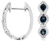 .97CT DIAMOND & AAA SAPPHIRE 14KT WHITE GOLD 3 STONE HALO HOOP HANGING EARRINGS