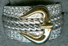 ESTATE .95CT DIAMOND 18KT WHITE & YELLOW GOLD 3D MATTE AND SHINY BELT FUN RING