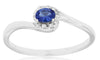 .22CT DIAMOND & AAA TANZANITE 14KT WHITE GOLD OVAL & ROUND CRISS CROSS LOVE RING