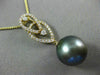 ESTATE LARGE .39CT DIAMOND 18KT YELLOW GOLD 3D TAHITIAN PEARL FLOATING PENDANT