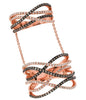 EXTRA LARGE .95CT WHITE & MOCHA DIAMOND 14KT ROSE GOLD DOUBLE FULL FINGER RING