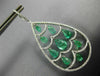 LARGE 9.11CT DIAMONDS & AAA EMERALD 18K WHITE GOLD 3D TEAR DROP HANGING EARRINGS