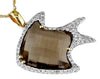 ESTATE 1.2CT DIAMOND & AAA SMOKEY TOPAZ 14K YELLOW GOLD HAPPY LUCKY FISH PENDANT
