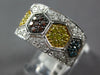 ESTATE WIDE 1.36CT MULTI COLOR DIAMOND 14KT WHITE GOLD 3D HEXAGON RING