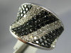 LARGE 3.60CT WHITE & BLACK DIAMOND 14KT WHITE GOLD 3D MULTI ROW CONCAVE FUN RING