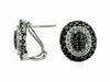 1.39CT WHITE & BLACK DIAMOND 14KT WHITE GOLD CLUSTER OVAL HALO CLIP ON EARRINGS