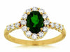 ESTATE 1.42CT DIAMOND & AAA RUSSALITE 14KT YELLOW GOLD 3D OVAL ENGAGEMENT RING