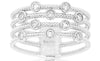 ESTATE WIDE .25CT DIAMOND 14KT WHITE GOLD MULTI ROW ETOILE BEZEL ROPE FUN RING