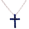 ESTATE .85CT AAA SAPPHIRE 18KT WHITE GOLD 3D CLASSIC CROSS FLOATING PENDANT