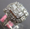 LARGE 1.87CT DIAMOND 18KT WHITE GOLD ROUND & BAGUETTE CLUSTER SQUARE FLOWER RING