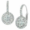 ESTATE .86CT DIAMOND 18KT WHITE GOLD CLASSIC CLUSTER LEVERBACK HANGING EARRINGS