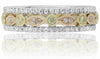 .40CT WHITE, PINK & FANCY YELLOW DIAMOND 14KT TRI COLOR GOLD 3D ANNIVERSARY RING