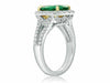 GIA CERTIFIED 4.13CT DIAMOND & AAA EMERALD 14KT 2 TONE GOLD OVAL ENGAGEMENT RING