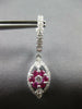 ESTATE 1.52CT DIAMOND & AAA RUBY 18KT WHITE GOLD MARQUISE SHAPE HANGING EARRINGS