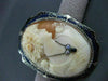 ANTIQUE LARGE DIAMOND FILIGREE BLUE ENAMEL LADY CAMEO 14KT WHITE PENDANT #22634