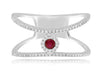 ESTATE .36CT DIAMOND & AAA RUBY 14KT WHITE GOLD 3D FLOWER DOUBLE BAND FUN RING
